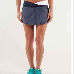 Lululemon Navy White Stripe Pace Skirt Size 6