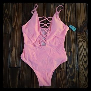 NWT lace up one piece suit