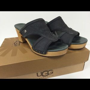 UGG ISSA MOSAIC LEATHER MULE SLIPON CLOG SANDALS 8