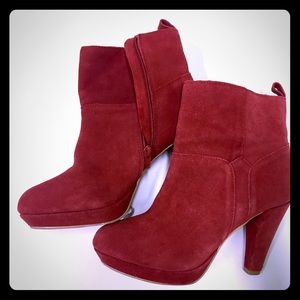 H&M Red suede heeled booties