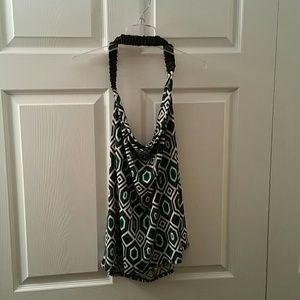 Green, black, and white diamond halter