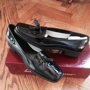 Black Patent Ferragamo Loafers