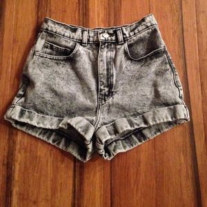Grey acid wash shorts