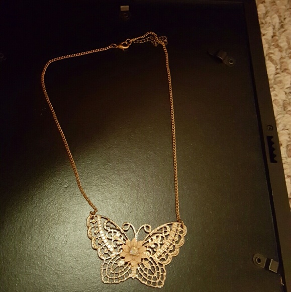 Gold butterfly necklace
