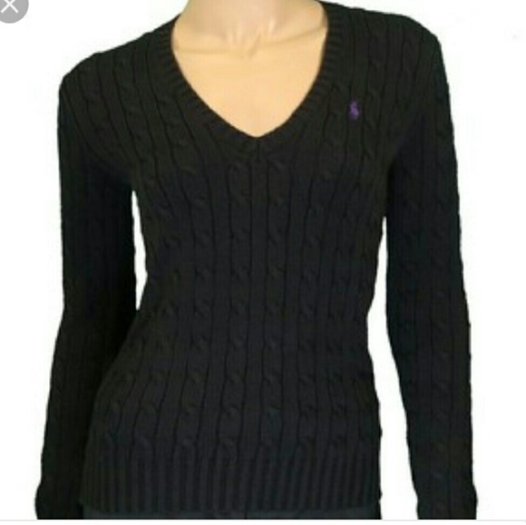 Ralph Lauren Cable Knit Black Sweater