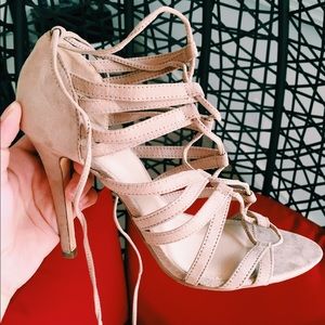 Most beautiful heels ever! Strappy nude