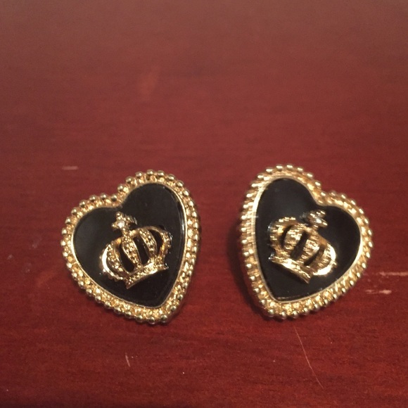 Juicy couture black and gold crown earrings