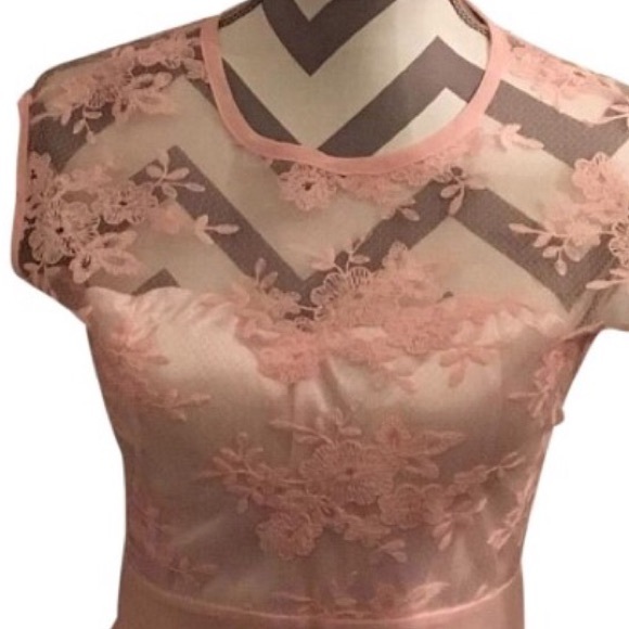 Full Length Pink Lace Dress-149