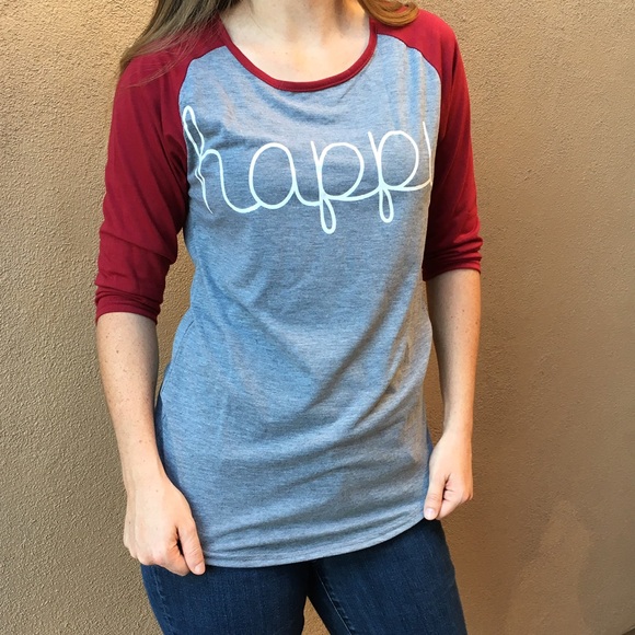 "HAPPY" Raglan Tee - Picture 2 of 3