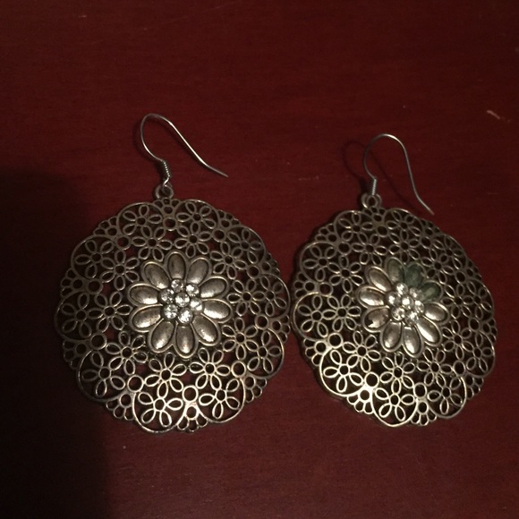 Urban outfitters silver and rhinestone earrings