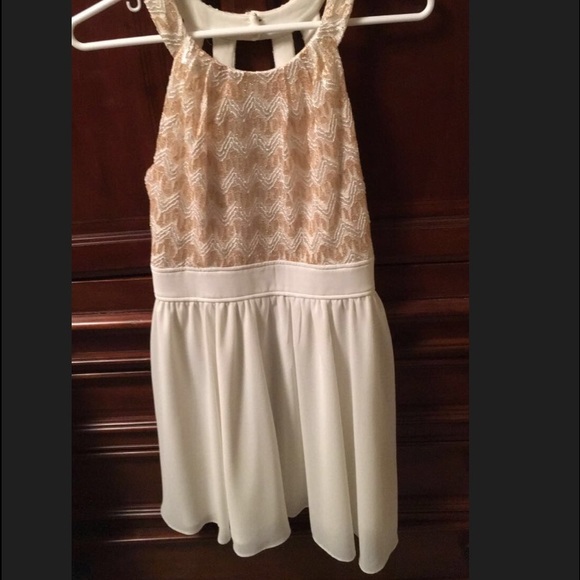 Sequin Hearts Ivory and Gold Dress - Picture 2 of 4