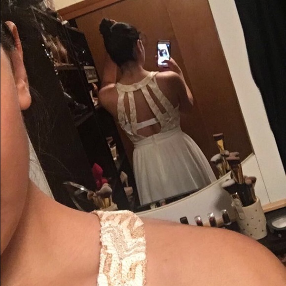 Sequin Hearts Ivory and Gold Dress - Picture 3 of 4