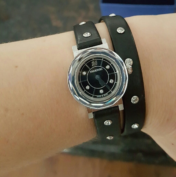 Swarovski Accessories - Swarovski leather crystal wrap around watch