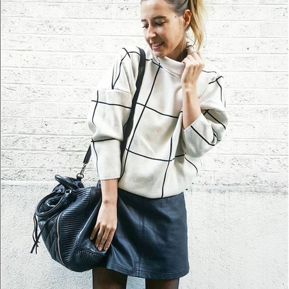 grid turtleneck sweater