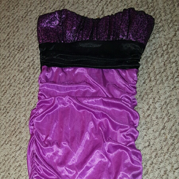 Strapless purple dress