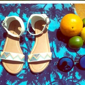 Embroidered white sandals