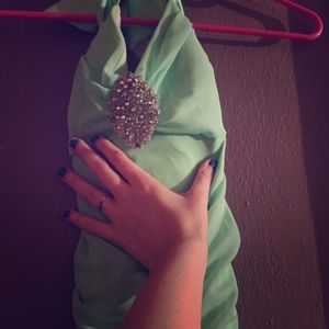 Lime green dress knee length dress