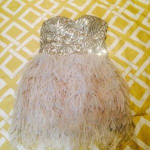 Bebe Feathers and Sequins Dress
