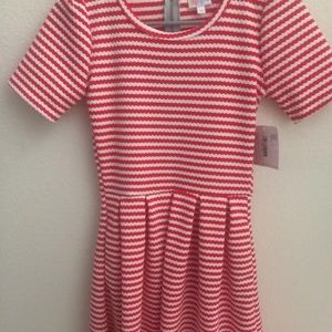Lularoe Amelia dress xs nwt red and white striped