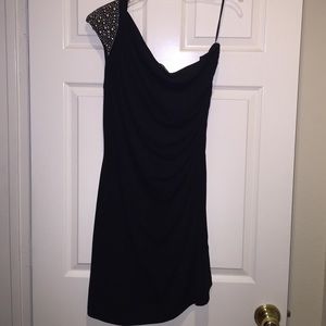 Allen B One-Shoulder Black Studded Dress (XL)