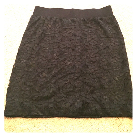 Black lace skirt mid length