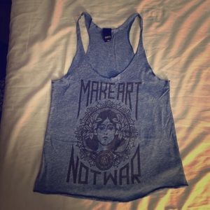 Obey make art not war tank top light blue