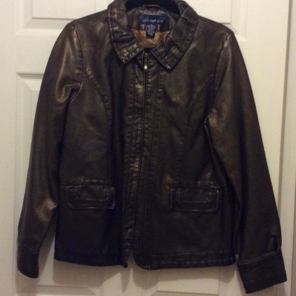Susan Graver Bronze Faux Leather Jacket  M