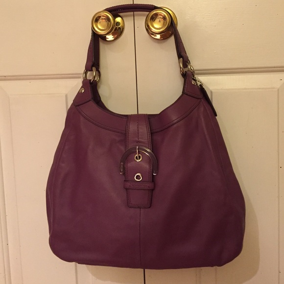 Authentic COACH purple leather Soho hobo bag