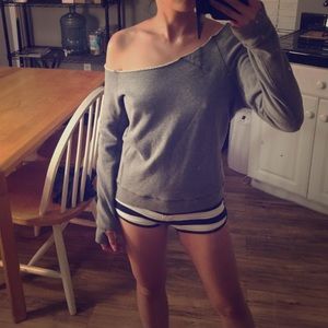 Bebe heather grey off shoulder sweatshirt