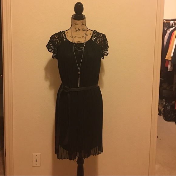Mystree Black Pleated Dress