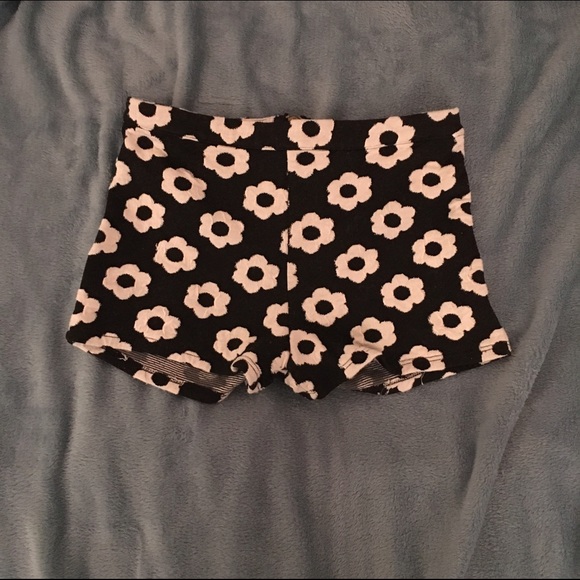 Black and white fabric shorts