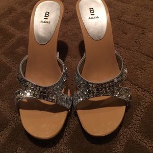 Silver sequined 3in heels