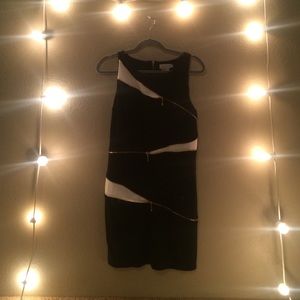 Black and White Zipper Cocktail Dress
