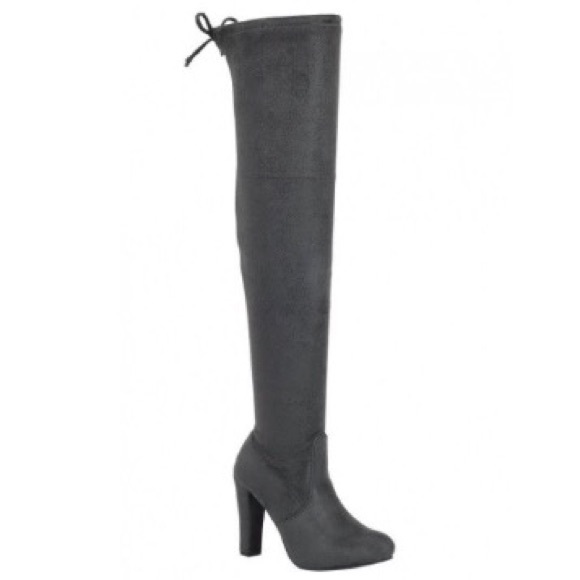 ▪️CLEARANCE *LAST1* Grey Suede Over the Knee Boots - Picture 2 of 2