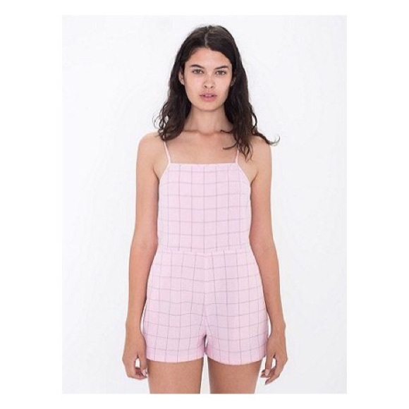 American Apparel Pink Grid Romper - Picture 1 of 2