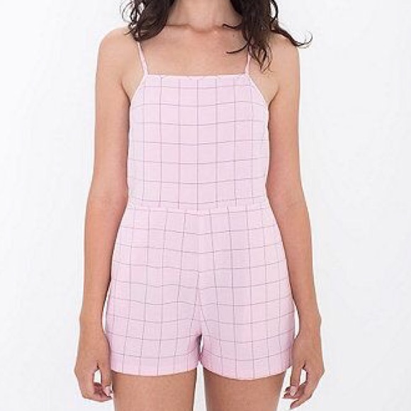 American Apparel Pink Grid Romper - Picture 2 of 2