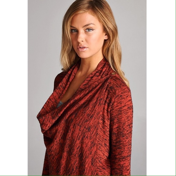 Draped Cardigan with Top Button Closure - Picture 3 of 3