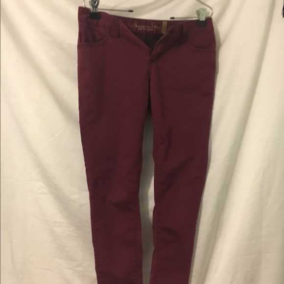 Burgundy skinny jeans