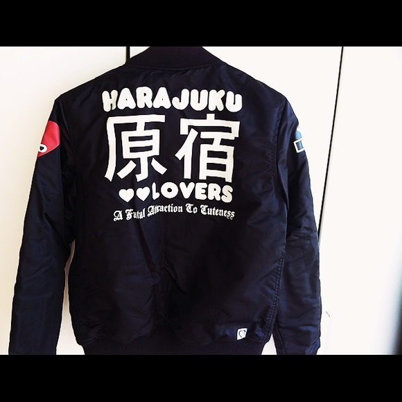 New Japanese Black Embroidered Bomber Jacket
