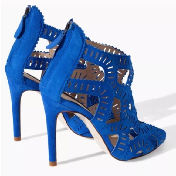 Zara blue leather criss cross high heel sandal - Picture 2 of 5