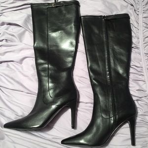 Ralph Lauren Nicole Calfskin High-Heel Boot, Black