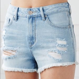High-Waisted Light Denim Shorts