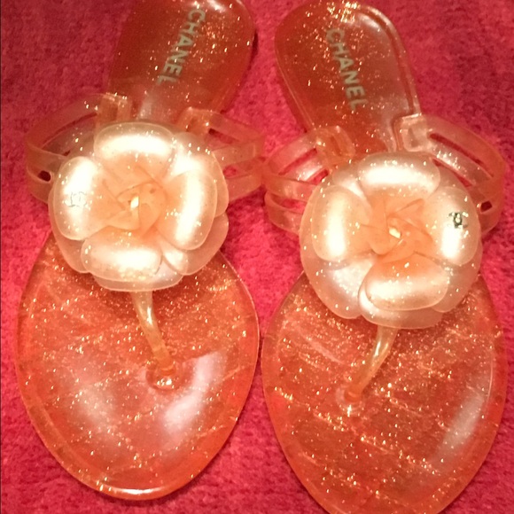 CHANEL Orange Jelly Flower Sandals