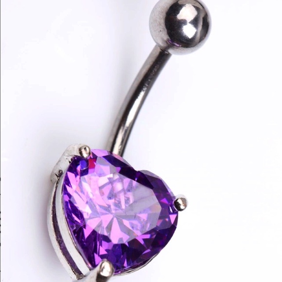 CUBIC ZIRCONIA PURPLE BELLY RING - Picture 2 of 4