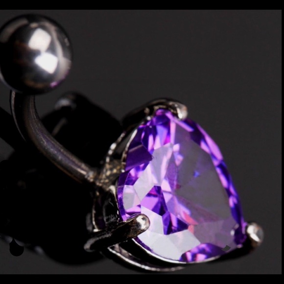 CUBIC ZIRCONIA PURPLE BELLY RING - Picture 3 of 4