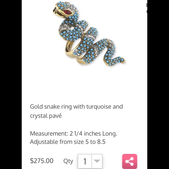 BlackFriday 🎉Turquoise snake ring Kenneth jaylane