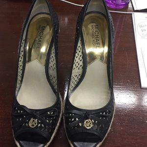 Michael knots black leather espadrilles