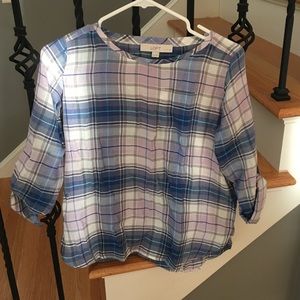 LOFT plaid print blouse