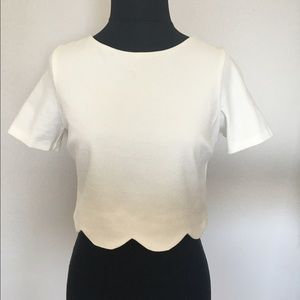 White Scalloped Crop Top - Size S