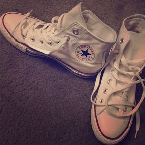 Size 8 woman all white all stars.